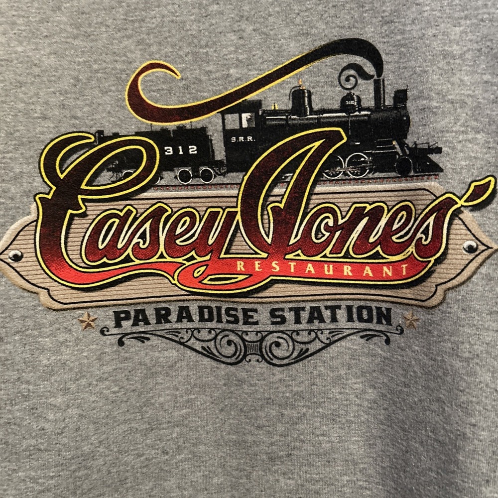 Casey Jones Restaurant Grey Zip Front Hoody XL Train Locomotive Pockets